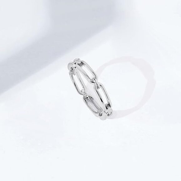 Rhodium Plated Sterling Silver Chain Link Band - Picture 5 of 5